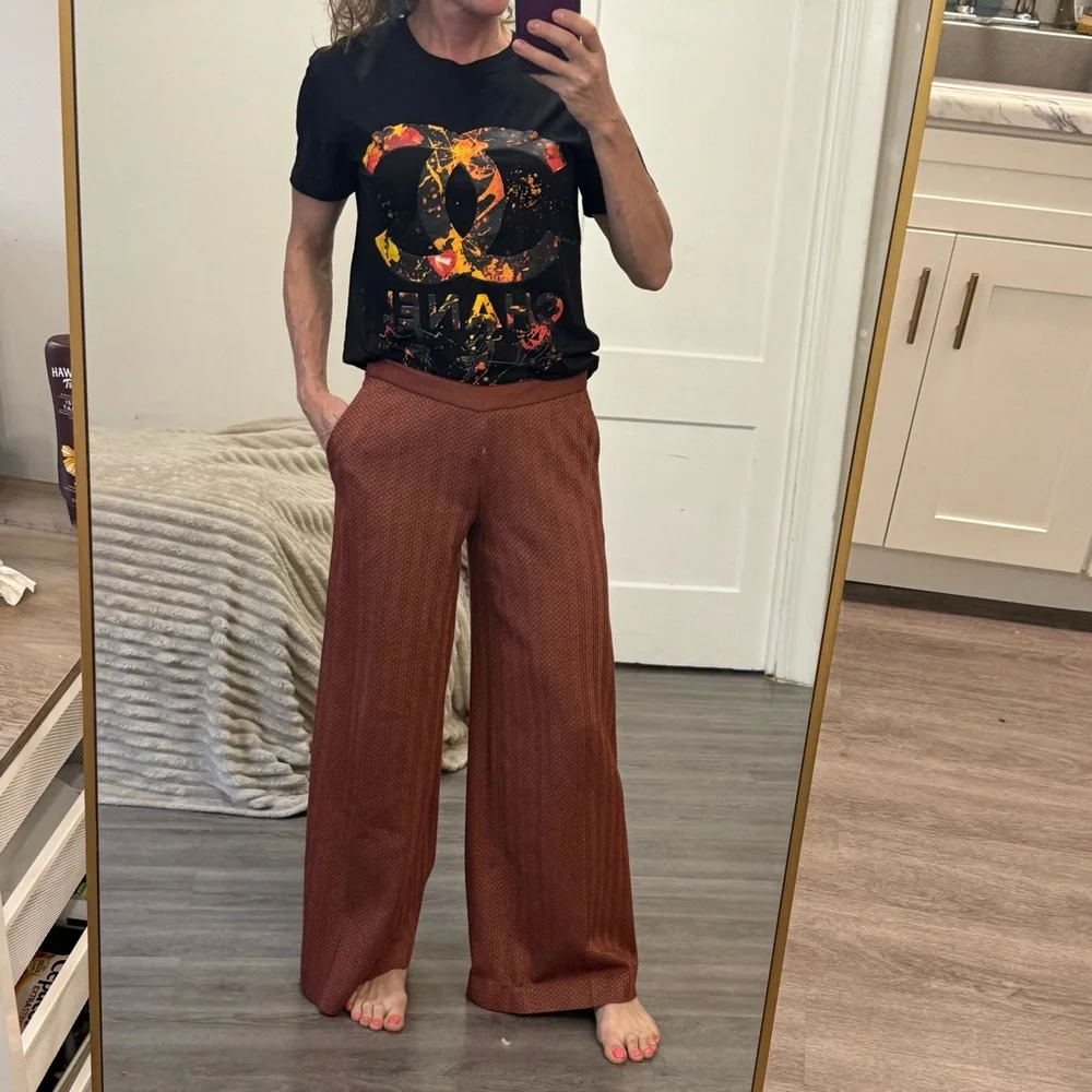 Missoni Wide-Leg Knit Pants Rust Wool Blend Size IT 40 / US 4 - Picture 2 of 14